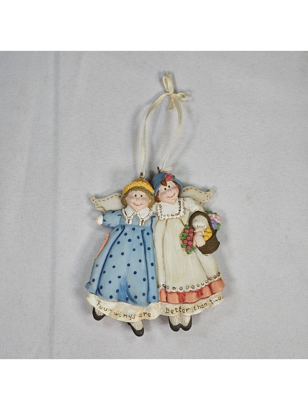 Susan Winget Angel Ornament Four Wings Are Better Than Two Best Friends Resin 4"
